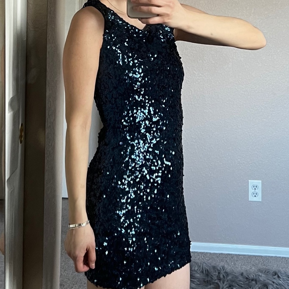 Blue Mini Sequin Dress